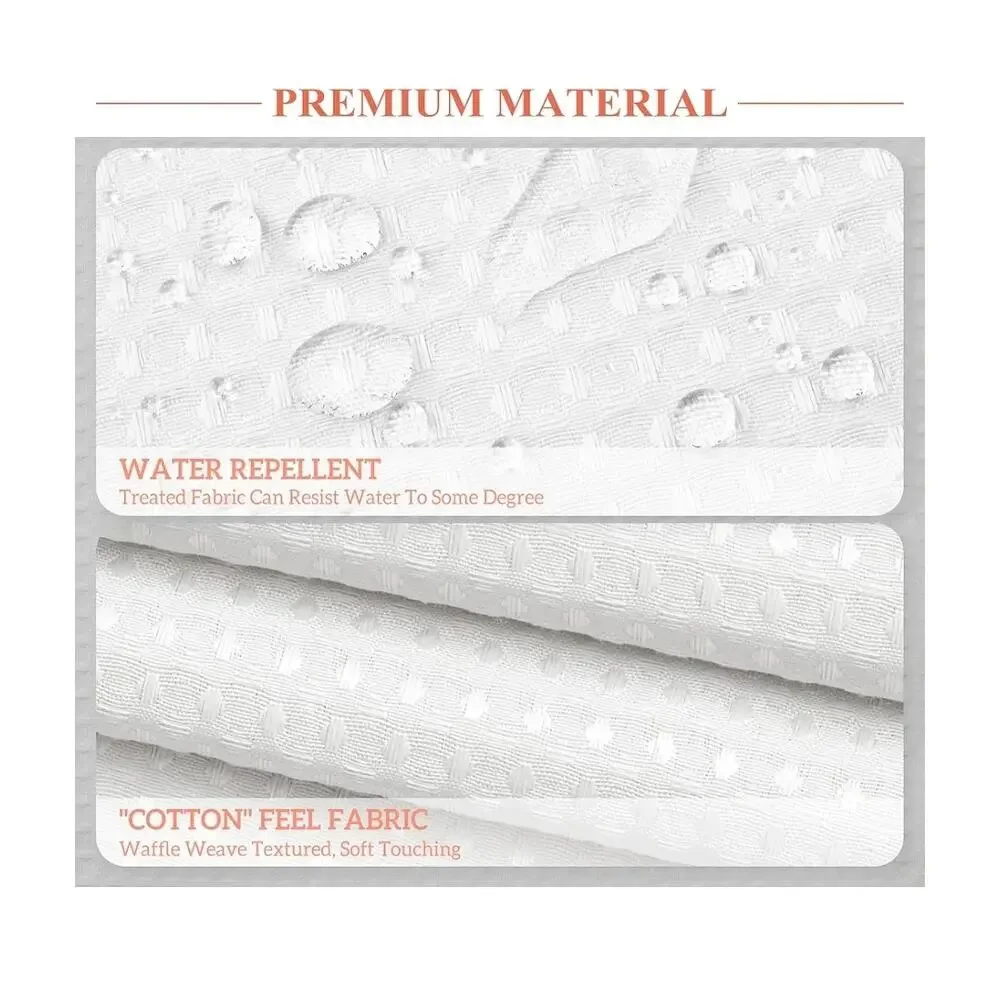 Waffle Weave White Shower Curtain Hotel Luxury Quality for Bathroom Size 71